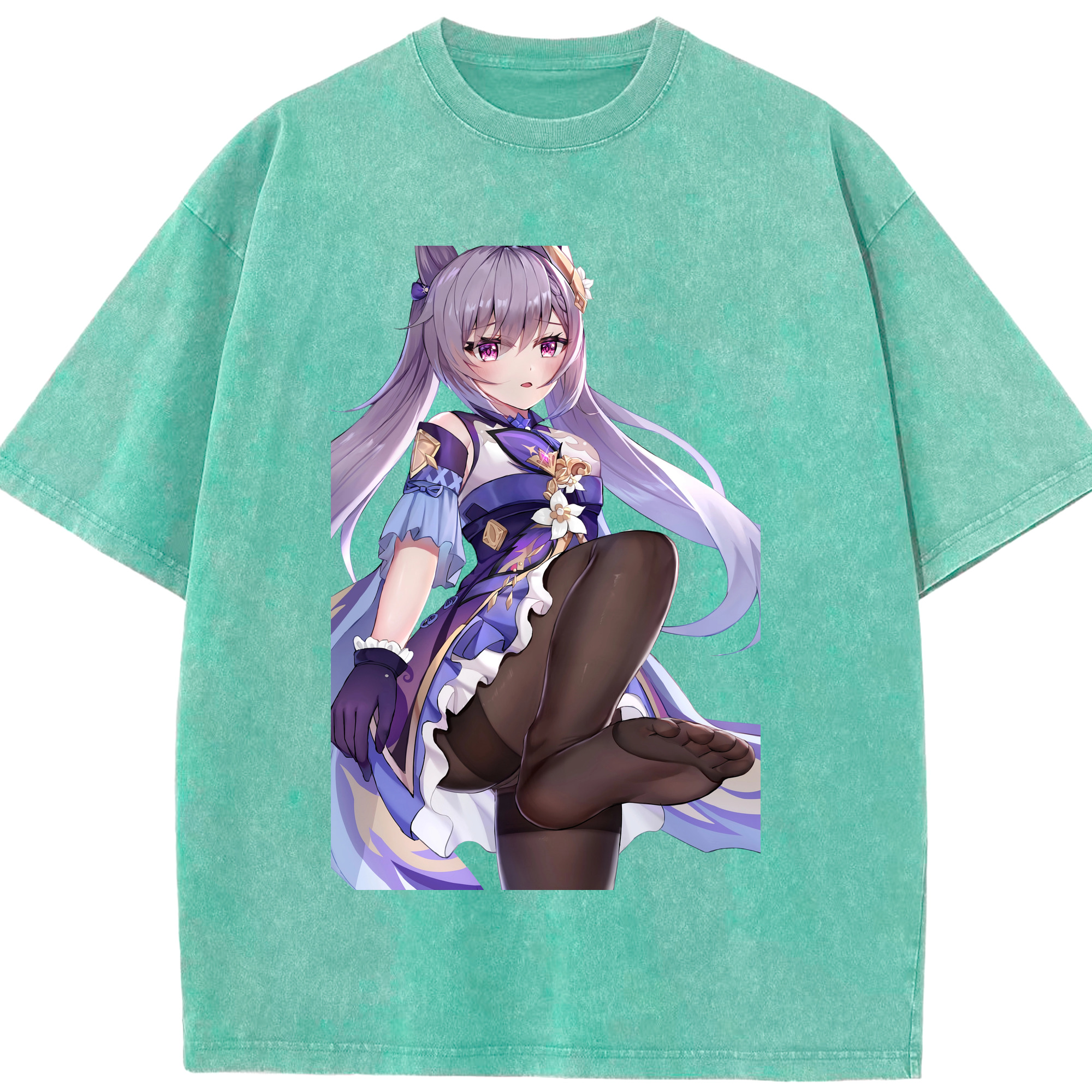 げんし神 刻晴 こくせい genshin Kokusei 綿100% ヴィンテージ風 半袖Tシャツ（フロントプリント）